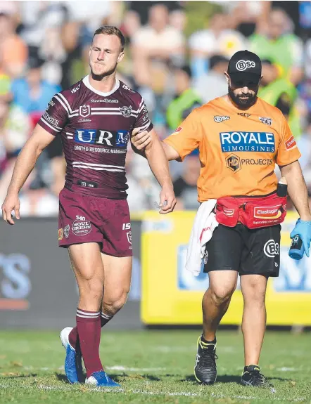  ?? Picture: AAP IMAGE ?? Daly Cherry-Evans limps off the field at Lottoland yesterday.