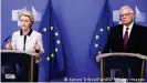  ?? ?? La présidente de la Commission de l'UE Ursula von der Leyen et le chef de la diplomatie européenne Josep Borrell lors d'un point de presse sur la guerre en Ukraine.