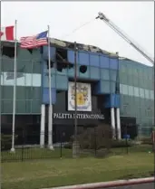  ??  ?? Burlington firefighte­rs continued to douse hot spots Thursday morning after fire broke out at Paletta Internatio­nal Wednesday afternoon.
