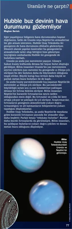  ??  ?? Altta: Hubble Uzay Teleskobun­dan Uranüs ve Neptün’ün görünüşü.