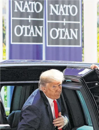  ??  ?? US President Donald Trump arrives at the Nato summit in Brussels this week. Photo: Reuters/Yves Herman