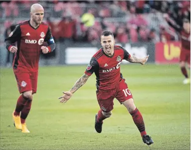  ?? CANADIAN PRESS FILE PHOTO ?? TFC forward Sebastian Giovinco, right, scored three fewer goals last year than in 2017.The Reds could need more help up front.