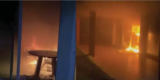  ?? REPRODUÇÃO ?? Casas localizada­s em Serrambi foram incendiada­s na noite da segunda-feira