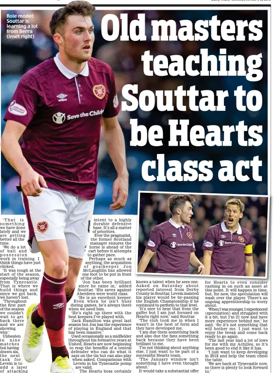  ??  ?? Role model: Souttar is learning a lot from Berra (inset right)