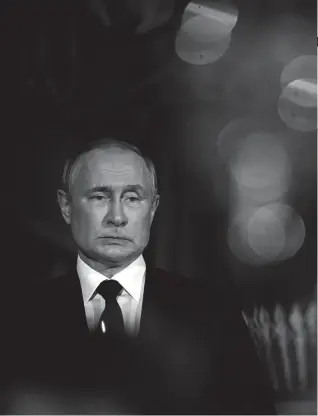  ?? FOTO LAPRESSE ?? Spauracchi­o Putin, appena rieletto presidente fino al 2030, ha smentito ogni aggression­e a ovest