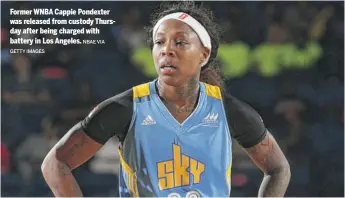  ?? GETTY IMAGES NBAE VIA ?? Former WNBA Cappie Pondexter was released from custody Thursday after being charged with battery in Los Angeles.