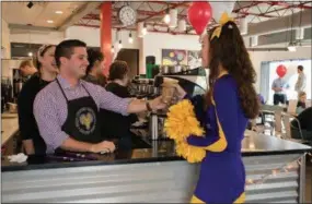  ?? SUBMITTED PHOTO/ERICA THOMPSON ?? WCU alumnus Justin Sochovka, an on-air guest specialist seen on QVC, was one of several “celebrity baristas.”