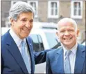  ??  ?? UNITED FRONT: US secretary of State John Kerry, left, and Willliam Hague in London yesterday.