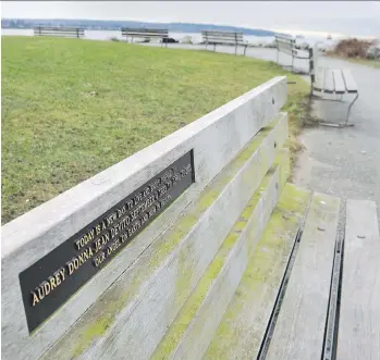  ?? WAYNE LEIDENFROS­T/FILES ?? Memorial plaques on benches like these along English Bay in Vancouver cost $4,000 for 10 years. A similar program in Sooke stirred up a controvers­y when families received letters asking for money.