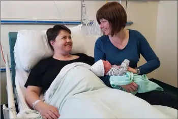  ??  ?? Ruth Davidson and Jen Wilson with baby Finn Paul at Edinburgh Royal Infirmary.