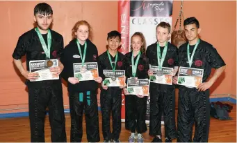  ??  ?? Michael Jinks, Noelle Harkin, Leandro Andal, Nora Walsh, Ryan McElroy and Hewad Mahmood, Junior Champions, KBI.