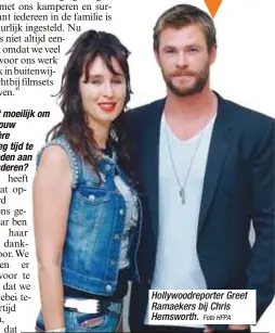  ?? Foto HFPA ?? Hollywoodr­eporter Greet Ramaekers bij Chris Hemsworth.