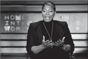  ?? The Associated Press ?? FLINT: Queen Latifah speaks on April 6 during the Women in the World Summit at Lincoln Center. Latifah said Thursday that government officials including Michigan Gov. Rick Snyder acted for too long like the Flint water crisis wasn’t happening.