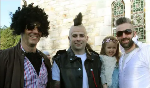  ??  ?? Bernard McGuinness, Michael Brazzill, Madison Brazzill and Paddy Brazzill who were at Barntown Church on Sunday morning for the start of the Fancy Dress Fun Run, a fundraiser for the Mayor of Barntown campaign.