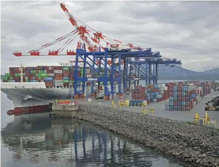  ?? PORT OF PRINCE RUPERT ?? Prince Rupert, B.C., has so far eluded any serious damage from the U.S. trade wars. Global container traffic is surging as shippers seek to cram more products into the giant, Lego-like cubes that make freight easier and cheaper to handle.