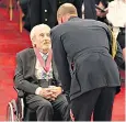  ??  ?? Terry O’neill being appointed CBE by the Duke of Cambridge last month