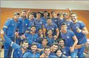  ?? TWITTER ?? Victorious Vidarbha players after the win over Rest of India.