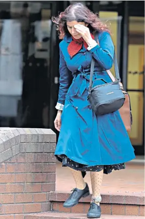  ??  ?? Claudia Patatas, 38, who is accused of being a National Action member, at court with an electronic ankle tag