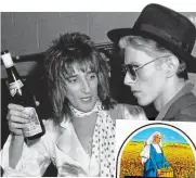  ??  ?? Rock tipple: Rod Stewart drinks Blue Nun with David Bowie in 1975. Inset: Today’s improved version