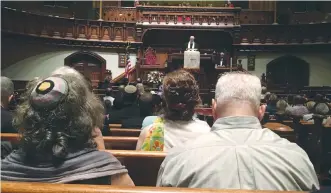  ?? (Danielle Ziri) ?? JEWS, CHRISTIANS AND MUSLIMS attend an interfaith memorial at the Fifth Avenue Presbyteri­an Church in Manhattan yesterday for the victims of the 2001 attacks on the city’s World Trade Center.