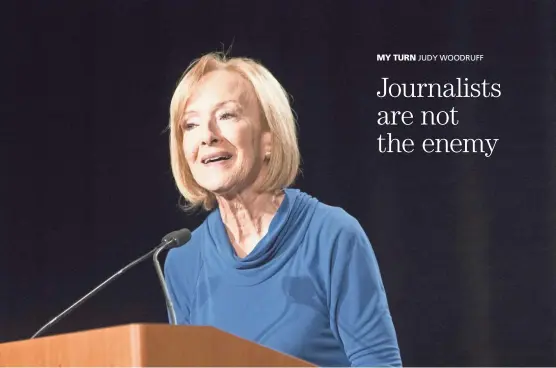  ?? PHOTOS BY NICK OZA/THE REPUBLIC ?? Walter Cronkite Award for Excellence in Journalism honoree Judy Woodruff speaks at the annual Cronkite Luncheon held at Sheraton Grand Phoenix on Thursday.