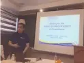  ??  ?? PDIC Vice-President for Corporate Affairs Group Jose G. Villaret, Jr. gives a briefing on the scheduled bidding of assets in Davao City.