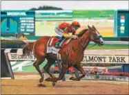  ?? IMAGE PROVIDED ?? James Fiorentino’s watercolor painting of Triple Crown winner Justify was presented to his jockey, Mike Smith, at Saratoga Race Course on Sunday. Fiorentino provides racing paintings each year for the Siro’s Cup fundraisin­g gala, which benefits the Albany-based Center for Disability Services.