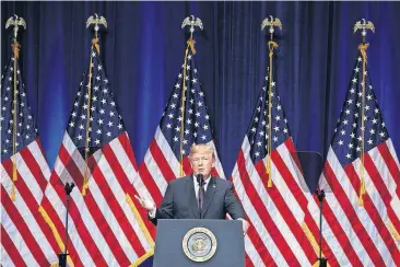  ?? [EVAN VUCCI/THE ASSOCIATED PRESS] ?? President Donald Trump speaks on his national security strategy Monday in Washington.