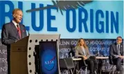  ?? (AFP) ?? NASA Administra­tor Bill Nelson announces Blue Origin’s role in Artemis V Moon mission, at NASA Headquarte­rs in Washington on Friday