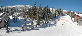  ?? Photo contribute­d ?? A screen shot taken from a Big White webcam on Thursday afternoon shows a nearly deserted run despite idyllic conditions. Mid-week visits are down by 84% because of the COVID-19 pandemic, resort officials say.