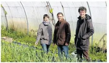  ??  ?? Camille Henry, Hervé Pennec et Julien Kieffer à l’Espace Test de Bretoncell­es