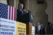  ?? HAIYUN JIANG — THE NEW YORK TIMES ?? President Joe Biden discusses Social Security and health care costs last week at the University of Tampa in Florida.