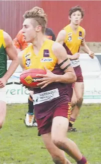  ??  ?? Todd Beck, again one of Drouin’s best on Saturday, in action against Leongatha.