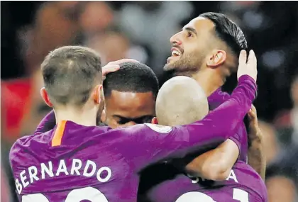  ?? Picture: Reuters ?? KILLER BLOW. Manchester City’s Riyad Mahrez celebrates scoring the only goal in their English Premier League match against Spurs at Wembley on Monday night.