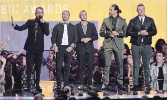  ?? CHRIS PIZZELLO THE ASSOCIATED PRESS ?? AJ McLean, left, Brian Littrell, Howie Dorough, Kevin Richardson and Nick Carter of the Backstreet Boys just announced a 2019 North American and European tour.