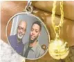  ?? COURTESY PHOTO ?? Aaron Parks wears a necklace with a photo of him with his father, Marcus Parks Sr., and one with his dad’s remains.