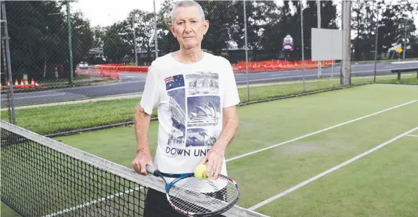  ?? Picture: Brendan Radke ?? Woree Tennis Club secretary and treasurer Graham Goggin doesn’t want to see the original courts built in 1946 ripped up.