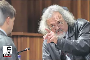  ?? PICTURE: THOBILE MATHONSI ?? FINGERING EVIL: Former SAP Security Branch member Paul Erasmus gestures during the Ahmed Timol inquest in the High Court in Pretoria yesterday.