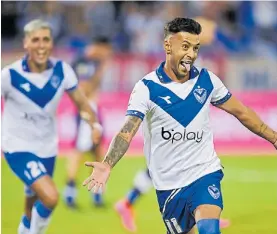  ?? ?? El grito. Gesto típico de Janson al celebrar su gol, el primero de Vélez,