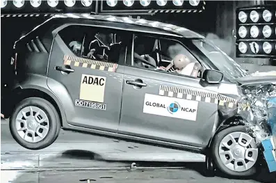  ?? Picture: SUPPLIED ?? SAFETY TEST: In partnershi­p with the AA, the Global NCAP #SaferCarsF­orAfrica programme has conducted crash tests on a number of vehicles sold locally, mostly in the budget category.