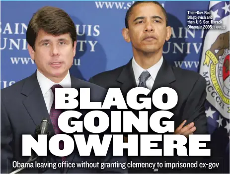  ??  ?? Then- Gov. Rod Blagojevic­h and then- U. S. Sen. Barack Obama in 2005.
| AP FILES