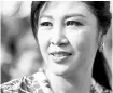  ??  ?? Yingluck Shinawatra