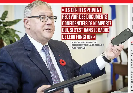  ?? PHOTO SIMON CLARK ?? Jacques Chagnon dit être prêt à se battre en cour pour protéger le matériel informatiq­ue des députés.