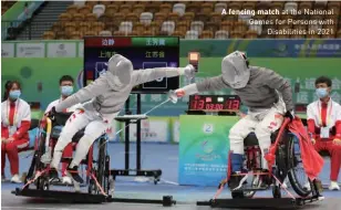  ?? ?? A fencing match at the National Games for Persons with Disabiliti­es in 2021