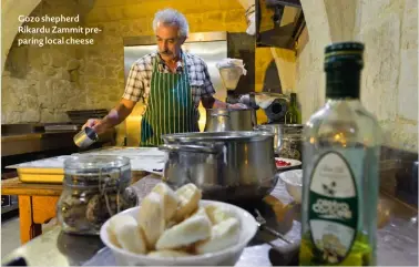  ??  ?? Gozo shepherd Rikardu Zammit preparing local cheese