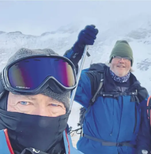  ?? ?? Members of Team Uprising have been training in Scotland ahead of their Everest expedition. Above left, experience­d climber Giles Moffatt, who attended Edinburgh Academy in the 1980s, said the team wants to use their negative childhood experience­s to help other children