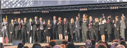  ??  ?? The winners of the HSBC Malta ‘At Our Best Excellence Awards’ on stage during the annual townhall