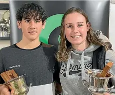  ??  ?? Reece and Abbie Holmes won both the under-19 titles at the Squash Central junior age group championsh­ips.