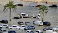  ?? MUHAMMAD SAJJAD / KHALEEJ TIMES ?? A view of the flooded Al Qasimiya area in Sharjah following heavy rains across the country on Tuesday.