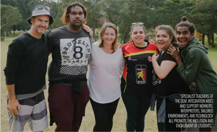  ?? Image: Kate Disher-quill. ?? Rodney, Sasha, Debra, Natasha, Krishana and Nathaniel feeling deadly on DCA’S Deaf Aboriginal Cultural Youth Camp.